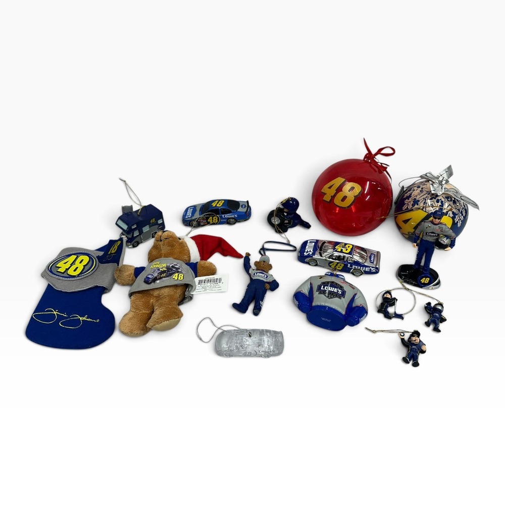 Jimmie Johnson #48 Lowe's NASCAR Christmas Ornament Lot Stocking Bear 15 Pc